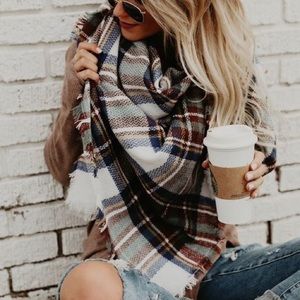 ❄️Winter Blues ❄️ Plaid Oversized Blanket Scarf